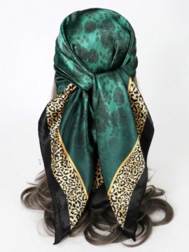 Green Floral & Leopard Print Scarf/Bandana
